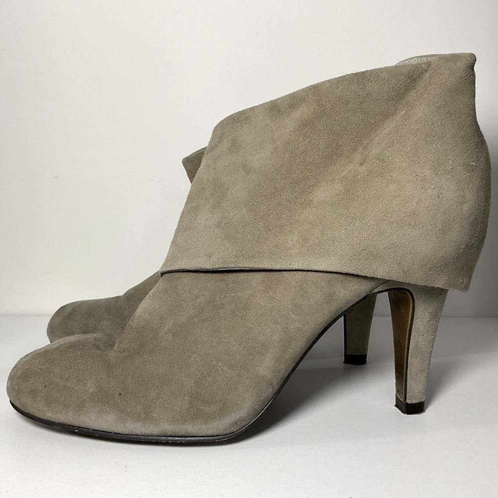 ASH Taupe Opium Suede Fold-Over Ankle Bootie (6)